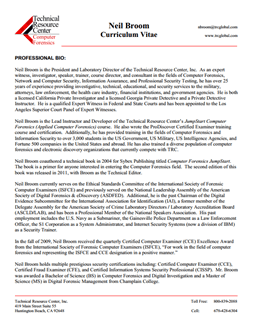 CV for Neil Broom Expert Witness in Computer Forensics Investigations in Portland